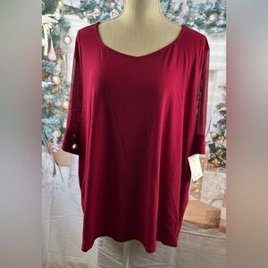 89TH Madison Size:2X Women Short Sleeve Top Chianti